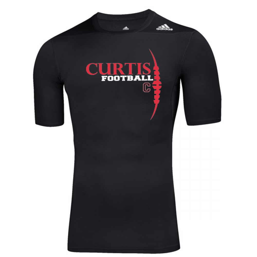 Curtis Baptist Football Compression Adidas Techfit Short Sleeve Top